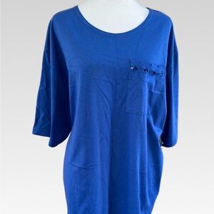 Extra Touch Blue Boxy Short Sleeve T-Shirt